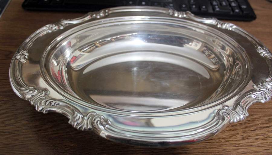 Scroll (Silverplate, Hollowware) Double Vegetable Bowl-No Lid by Gorham Silver-1