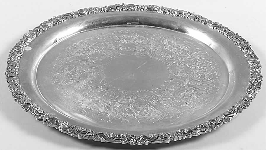 Rococo (Silverplate, Hollowware) Medium Round Silverplate Tray by Gorham Silver-1