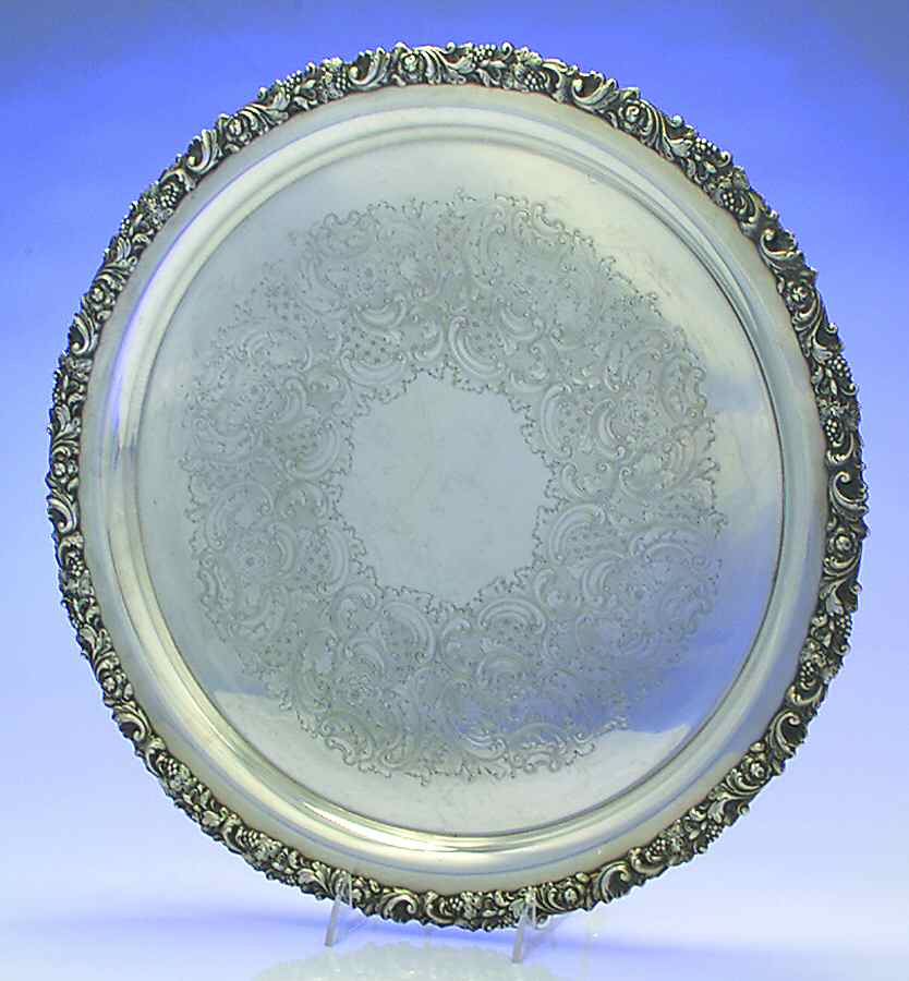 Rococo (Silverplate, Hollowware) Large Round Silverplate Tray by Gorham Silver-1