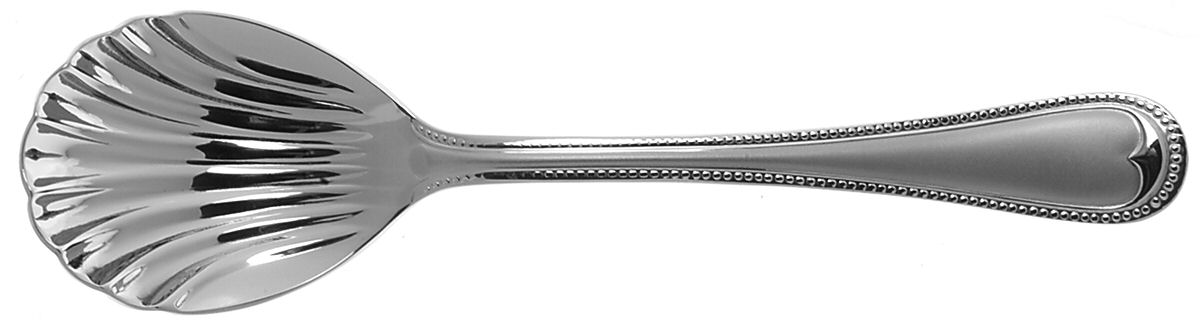 Crown Bead Frosted (Stainless) Sugar Shell Spoon by Gorham Silver-1