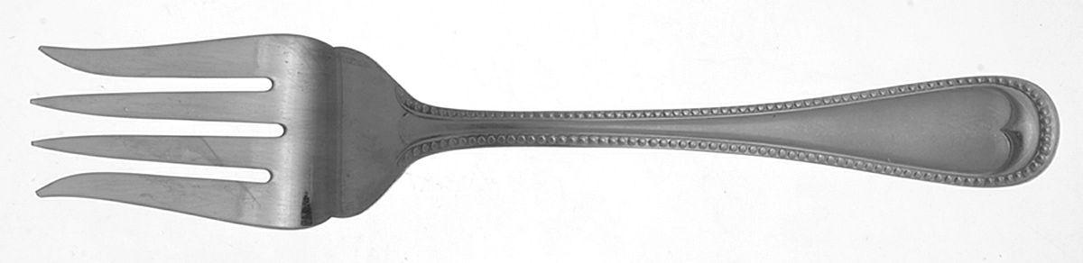 Crown Bead Frosted (Stainless) Medium Solid Cold Meat Serving Fork by Gorham Silver-1