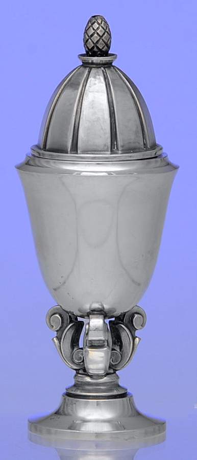 Acorn (Sterling, 1915, Hollowware) Salt Shaker by Georg Jensen (Denmark)-1