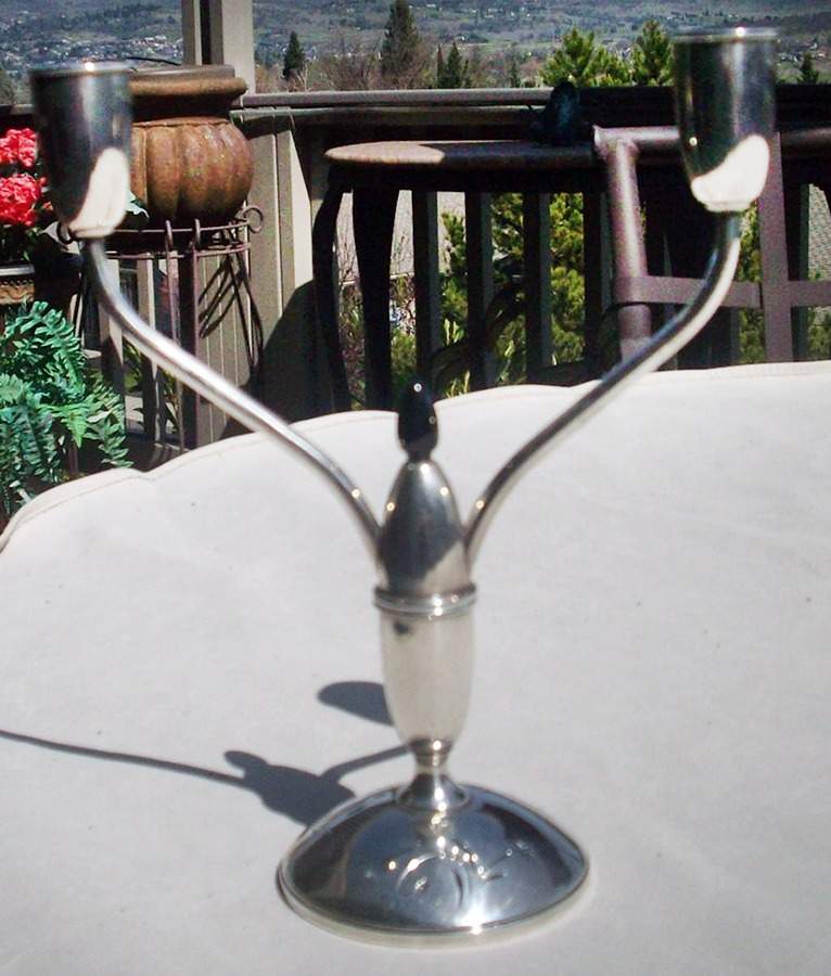 Celeste (Sterling, 1956, Hollowware) Small 2-Light Sterling Candelabra by Gorham Silver-1