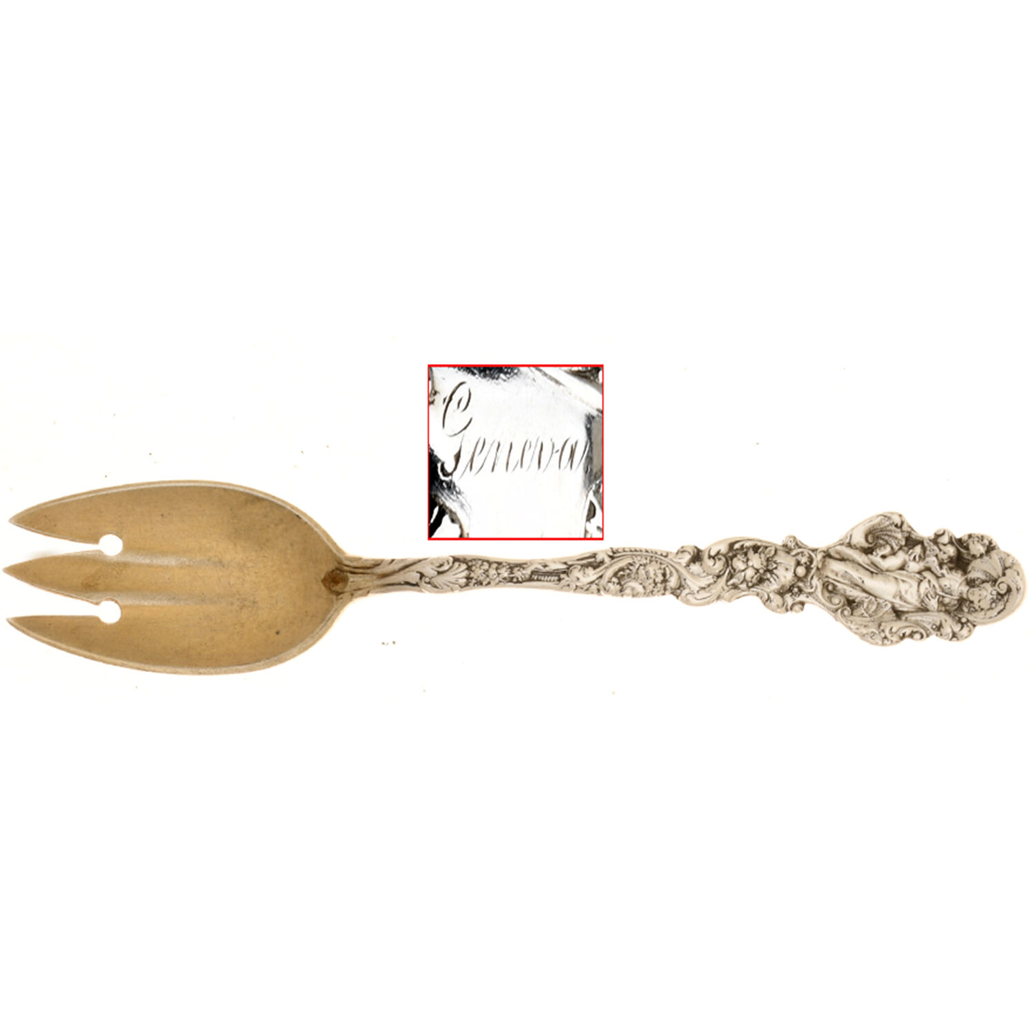Versailles (Sterling, 1888, Monograms) Small Ice Cream Fork by Gorham Silver-1