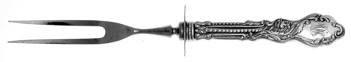 Versailles (Sterling, 1888, No Monograms) Small Steak Carving Fork with Stainless Prongs by Gorham Silver-1