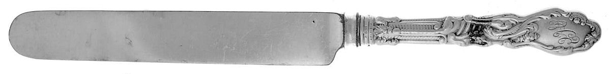 Versailles (Sterling, 1888, Monograms) Blunt Hollow Handle Knife W/Bolster by Gorham Silver-1