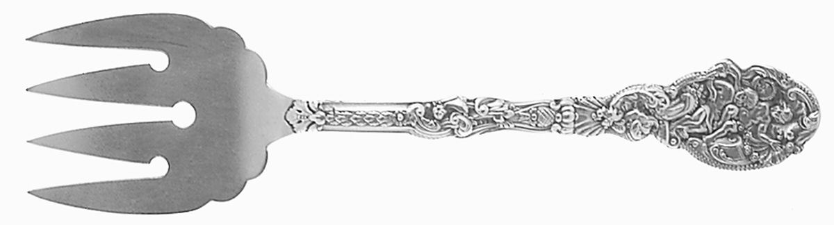Versailles (Sterling, 1888, Monograms) Large Solid Tined Sardine Serving Fork by Gorham Silver-1