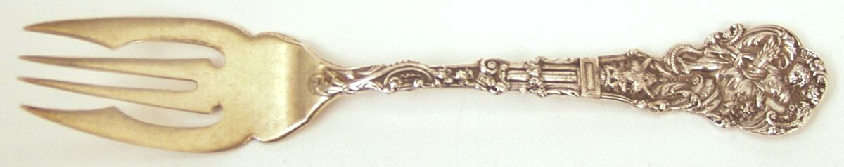 Versailles (Sterling, 1888, Monograms) Large Individual Solid Fish/Salad Fork by Gorham Silver-1