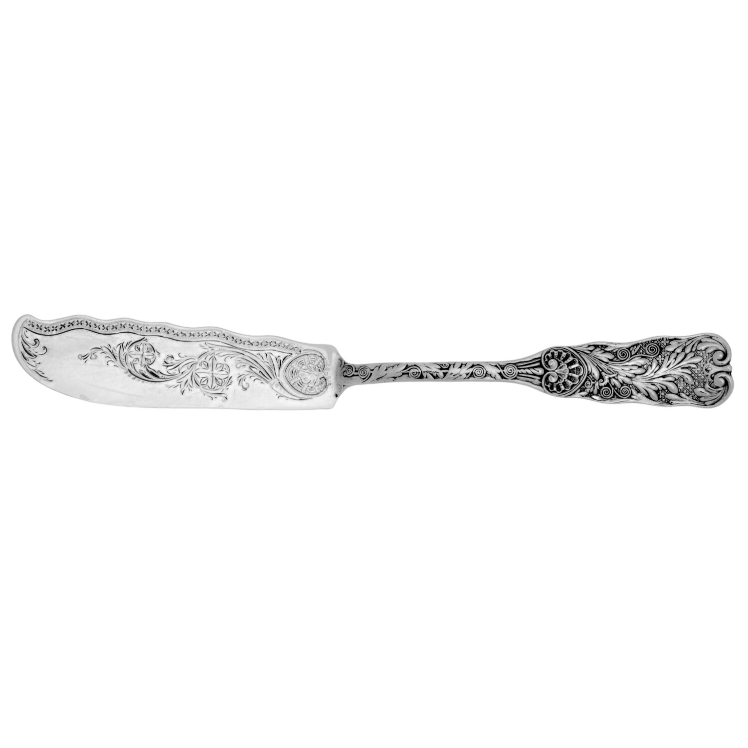 St. Cloud (Sterling, 1885, Monograms) Flat Handle Bright Cut Master Butter by Gorham Silver-1