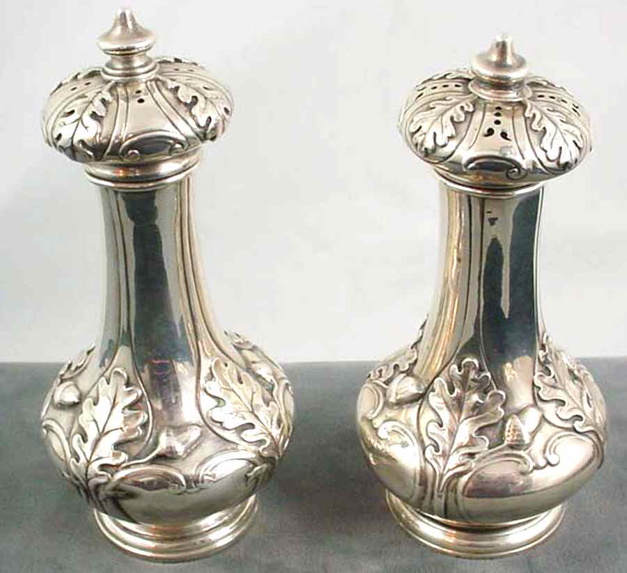 Royal Oak (Sterling, 1902, Hollowware) Salt and Pepper Set by Gorham Silver-1