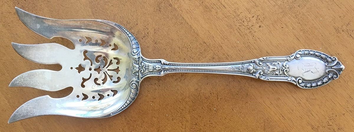 Tuileries (Sterling, 1906) Large Solid Fish Serving Fork by Gorham Silver-1