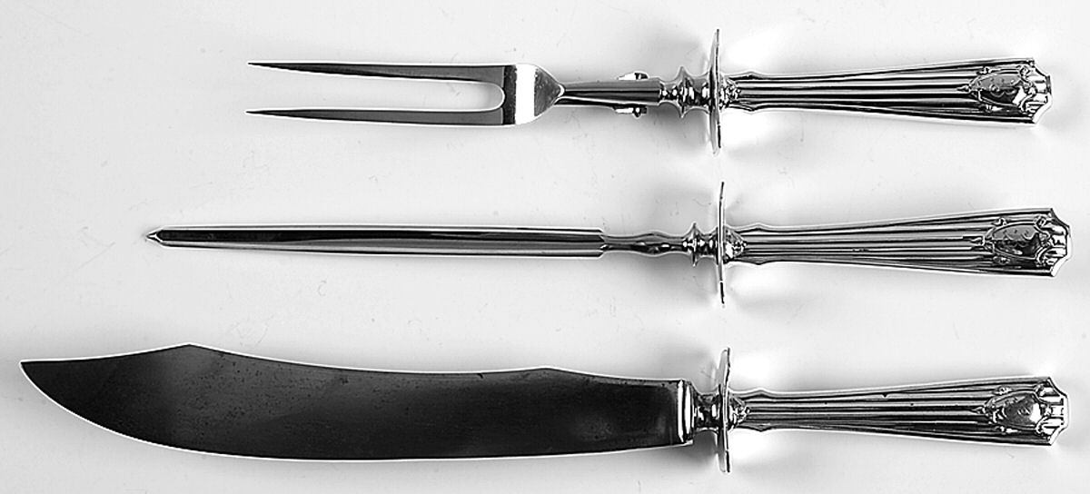 Spotswood (Sterling, 1912) Large 3-Piece Roast Carving Set w/ Stainless Blade by Gorham Silver-1