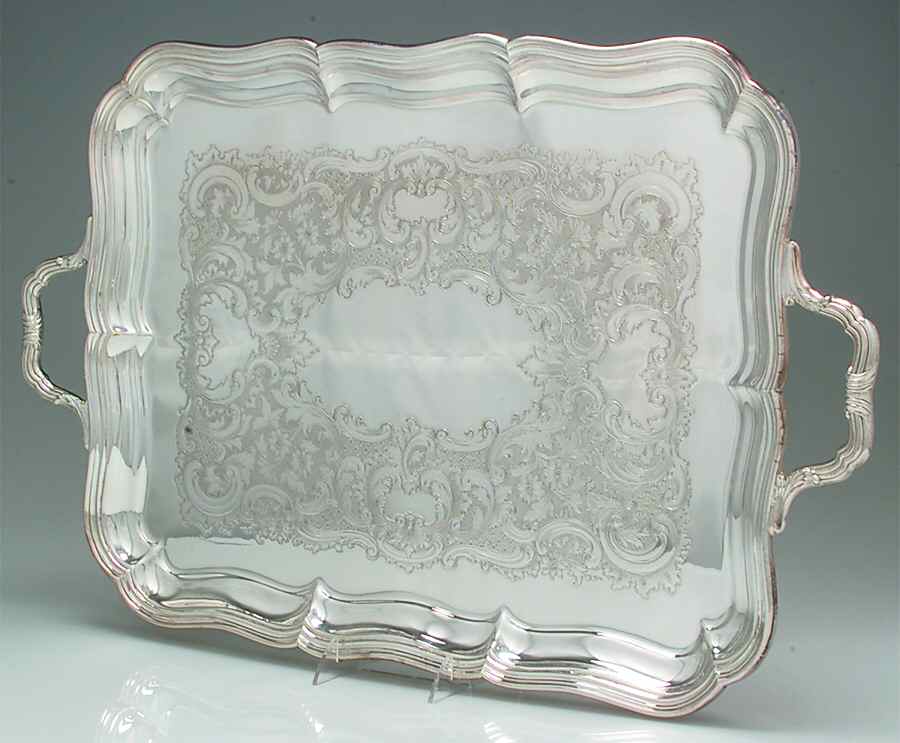 Chippendale (Silverplate, Hollowware) Large Silverplate Waiter Tray by Gorham Silver-1