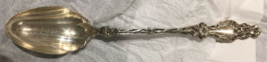 Lily (Sterling, 1991, No Monograms) Large Solid Dressing Spoon by Gorham Silver-1