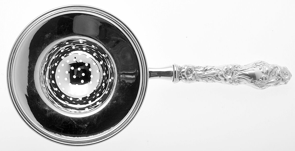 Lily (Sterling, 1991, No Monograms) Individual Overcup Tea Strainer with Silverplate Bowl by Gorham Silver-1