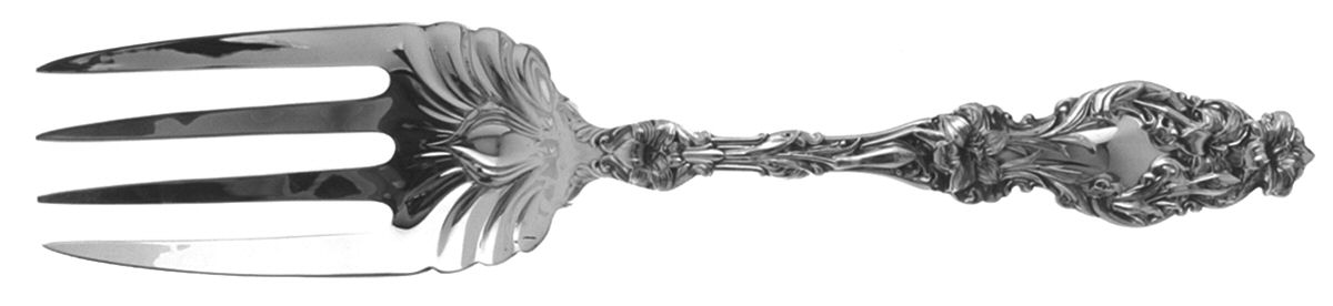 Lily (Sterling, 1991, No Monograms) Large Solid Cold Meat Serving Fork by Gorham Silver-1