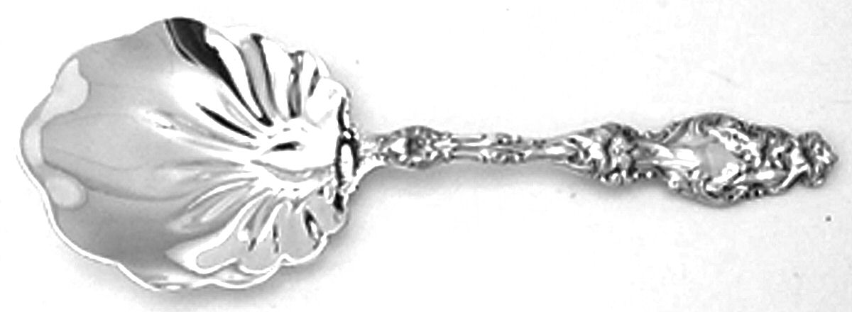Lily (Sterling, 1991, No Monograms) Solid Shell Berry/Casserole Spoon by Gorham Silver-1