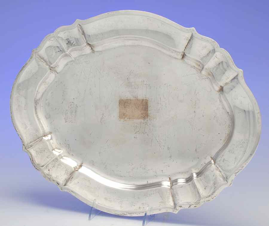 Chippendale (Sterling, Hollowware) 17" Oval Serving Platter by Gorham Silver-1