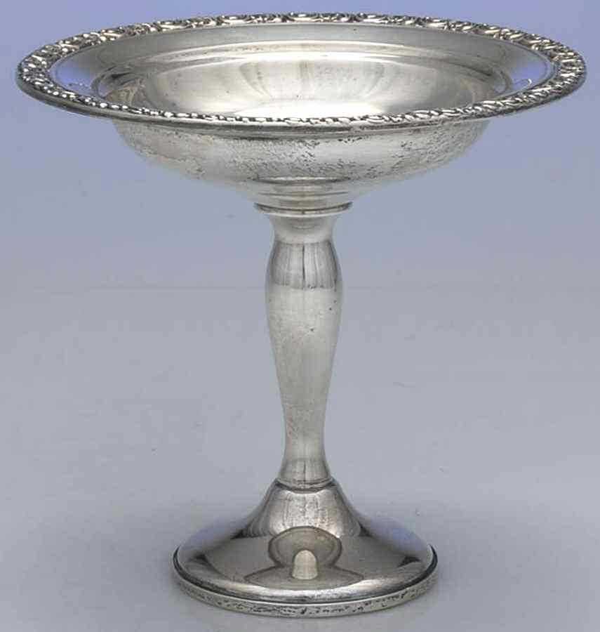 Rochelle (Sterling, Hollowware) Weighted Round Compote (Height X Width) by Gorham Silver-1