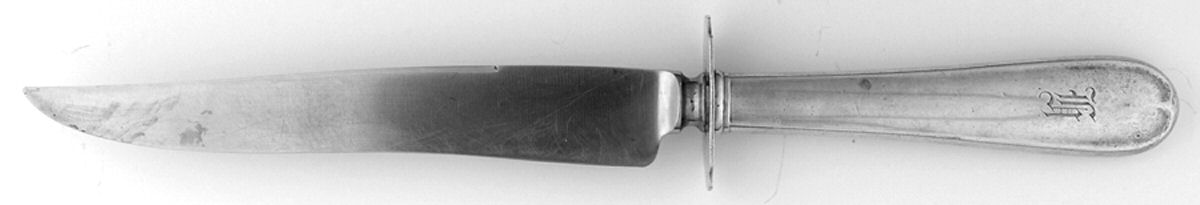 Dolly Madison (Sterling, 1929, Monograms) Large Carving/Roast Knife StnlBl w/Sterling Guard by Gorham Silver-1