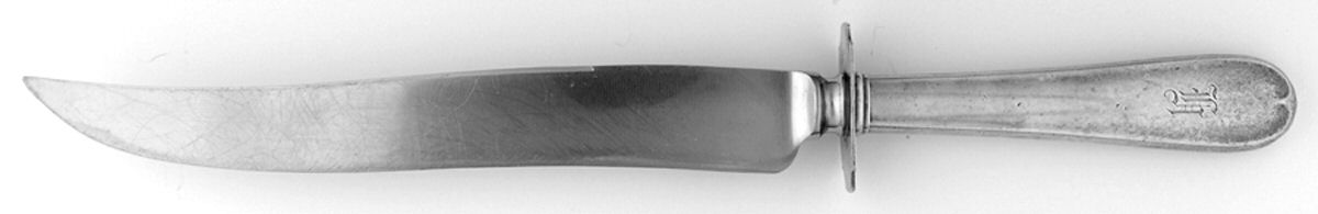 Dolly Madison (Sterling, 1929, Monograms) Large Carving/Roast Knife StnlBl w/Sterling Guard by Gorham Silver-1