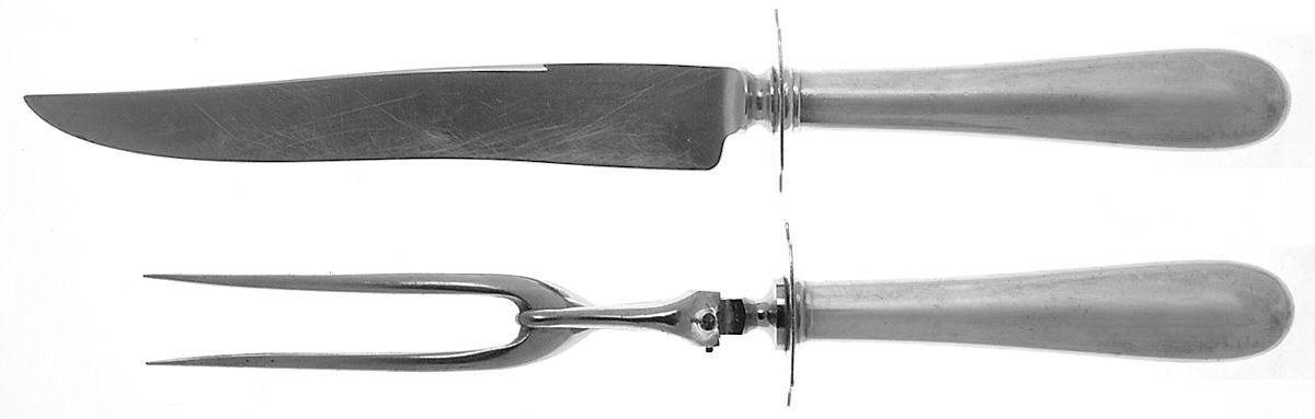 Dolly Madison (Sterling, 1929, Monograms) (2 Pc)Carving Set-Lg Stnbl/Roast w/Sterling Guard by Gorham Silver-1