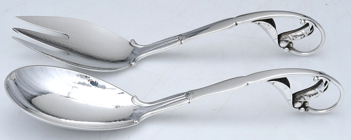 Ornamental Items (Sterling) Large Solid Serving Set by Georg Jensen (Denmark)-1