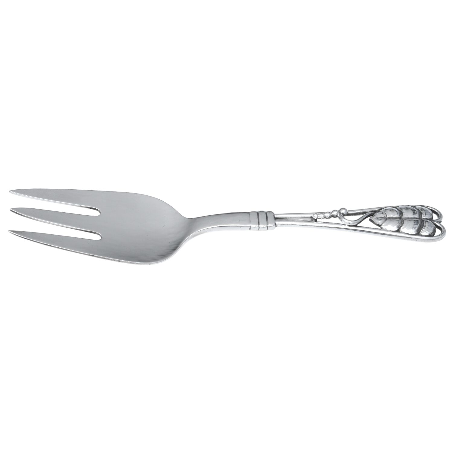 Ornamental Items (Sterling) Medium Solid Cold Meat Serving Fork by Georg Jensen (Denmark)-1