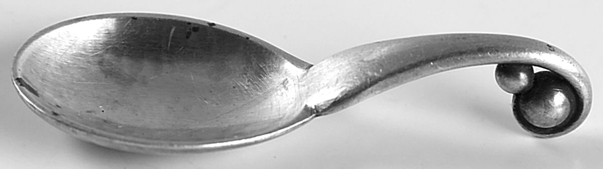 Ornamental Items (Sterling) Individual Salt Spoon by Georg Jensen (Denmark)-1