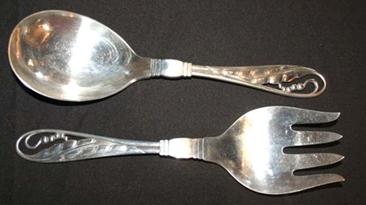 Ornamental Items (Sterling) Medium Solid Serving Set by Georg Jensen (Denmark)-1