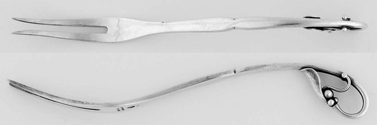 Ornamental Items (Sterling) Lemon Fork by Georg Jensen (Denmark)-1