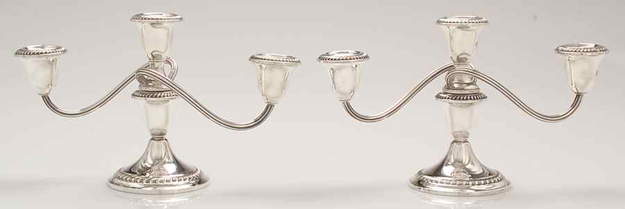 Cambridge (Sterling, Hollowware) Pair of 3-Light Candelabra by Gorham Silver-1
