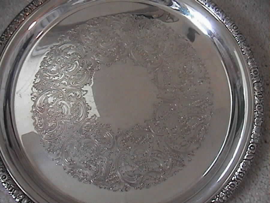 Floral Edge (Silverplate, Hollowware) Round Silverplate Tray by Gorham Silver-1
