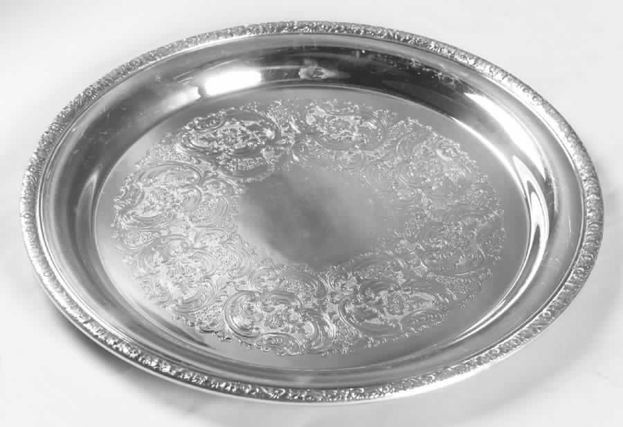 Floral Edge (Silverplate, Hollowware) Round Silverplate Tray by Gorham Silver-1