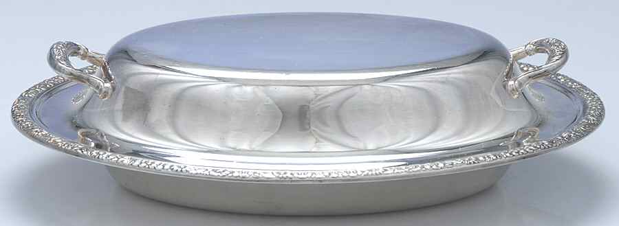 Floral Edge (Silverplate, Hollowware) Double Vegetable Bowl by Gorham Silver-1