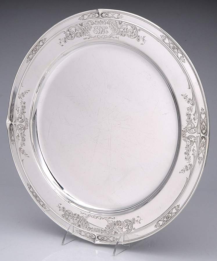Portsmouth-Engraved (Sterling, 1918, Hollowware) 14" Round Tray by Gorham Silver-1