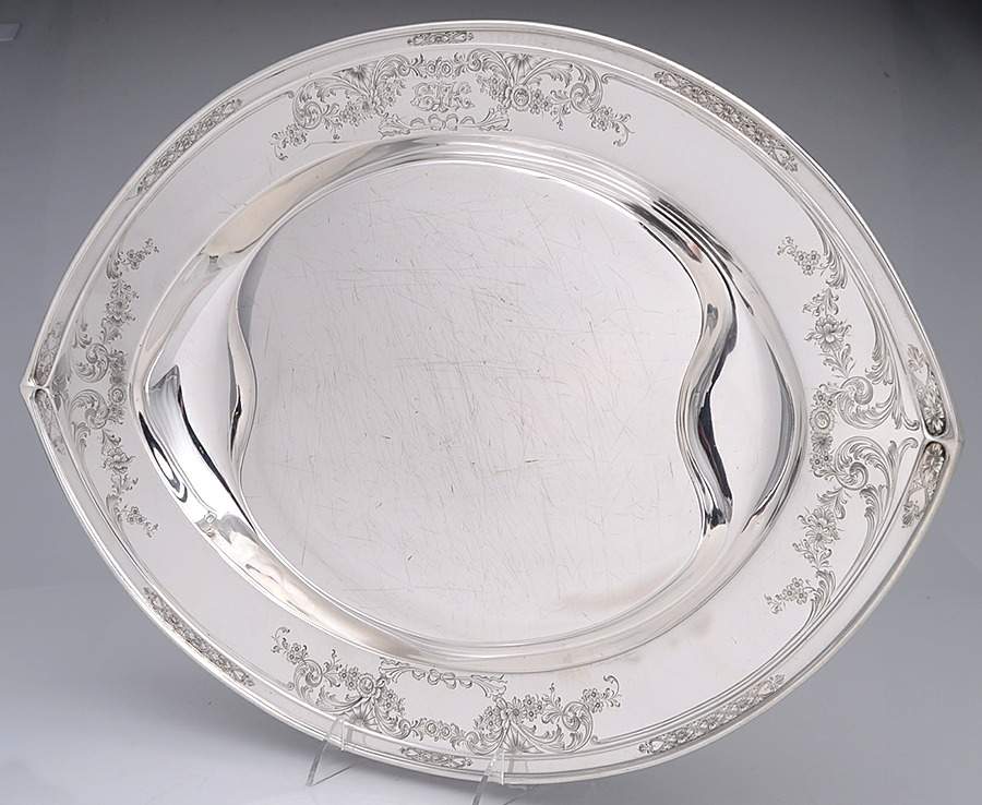 Portsmouth-Engraved (Sterling, 1918, Hollowware) 20" Meat Platter with Well by Gorham Silver-1