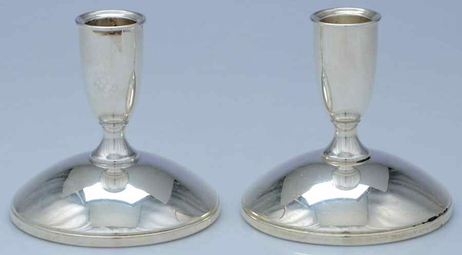 Modern (Sterling, Hollowware) Pair of Weighted Console Candleholders by Gorham Silver-1