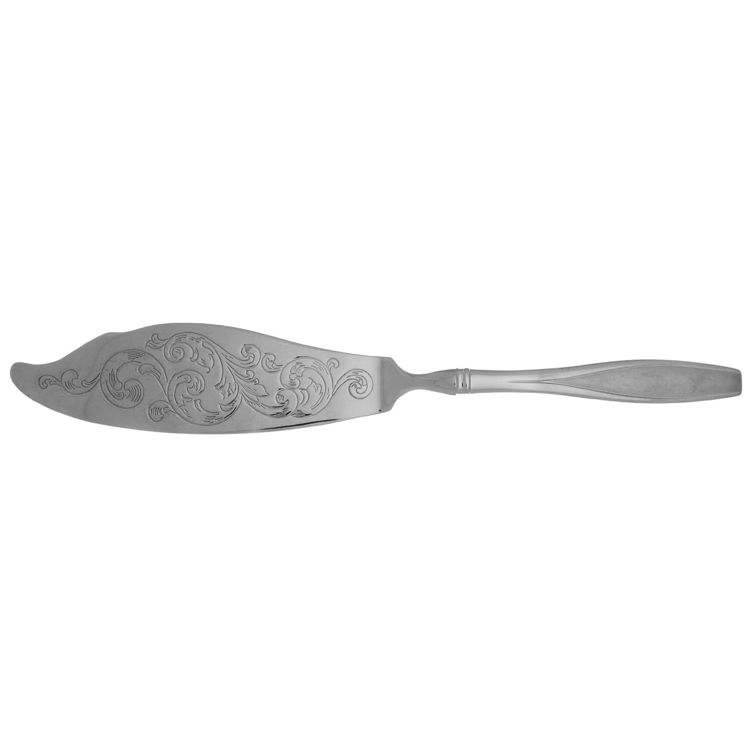 Tulip Frosted (Stainless) Fish Serving Knife with Stainless Blade HC by Gorham Silver-1