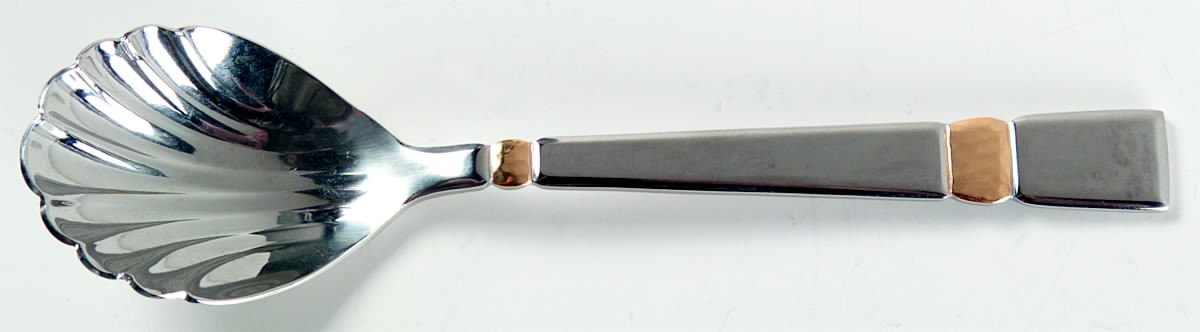 Madera Gold (Stainless, Gold Accent) Sugar Shell Spoon by Gorham Silver-1