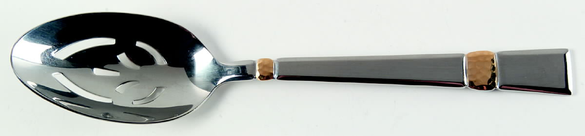 Madera Gold (Stainless, Gold Accent) Pierced Tablespoon (Serving Spoon) by Gorham Silver-1