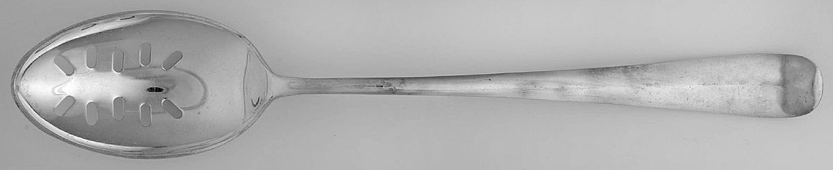 Georgian (SILVERPLATE) Large Solid Pierced Serving Spoon by Gerity-1
