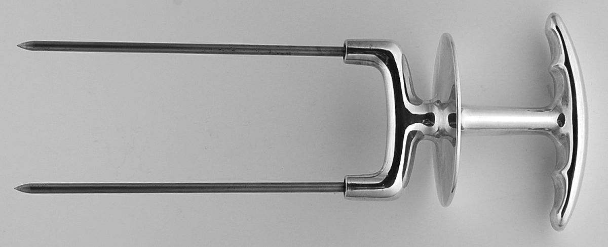 Georgian (SILVERPLATE) Large Joint/Roast Holder Fork by Gerity-1
