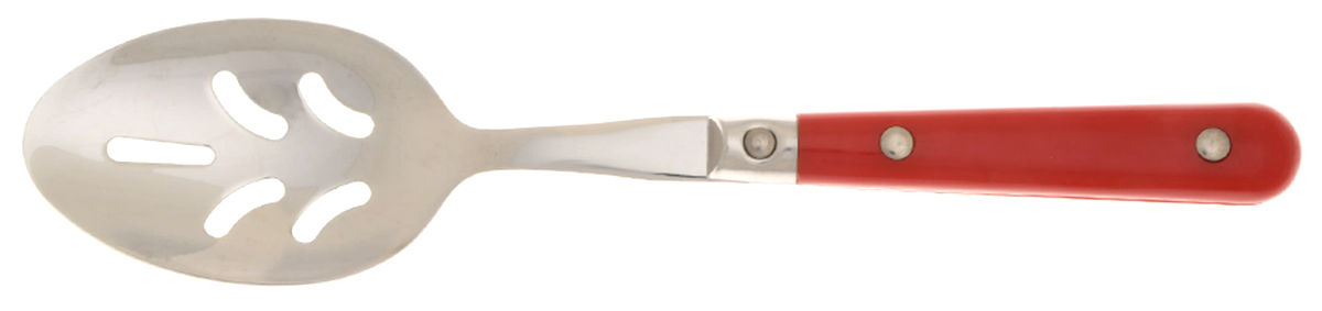 Le Prix-Red (Stainless) Pierced Solid Serving Spoon by Ginkgo-1