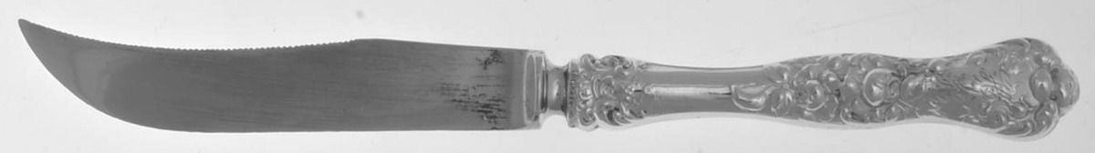 American Beauty (Sterling, 1896, Monograms) Orange Knife with Silverplate Blade by George W Shiebler-1