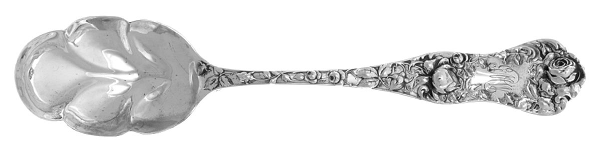 American Beauty (Sterling, 1896, Monograms) Preserve Spoon by George W Shiebler-1