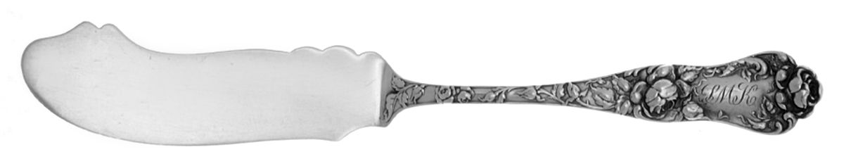American Beauty (Sterling, 1896, Monograms) Flat Handle Master Butter Knife by George W Shiebler-1