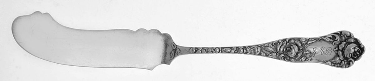American Beauty (Sterling, 1896, Monograms) Flat Handle Master Butter Knife by George W Shiebler-1