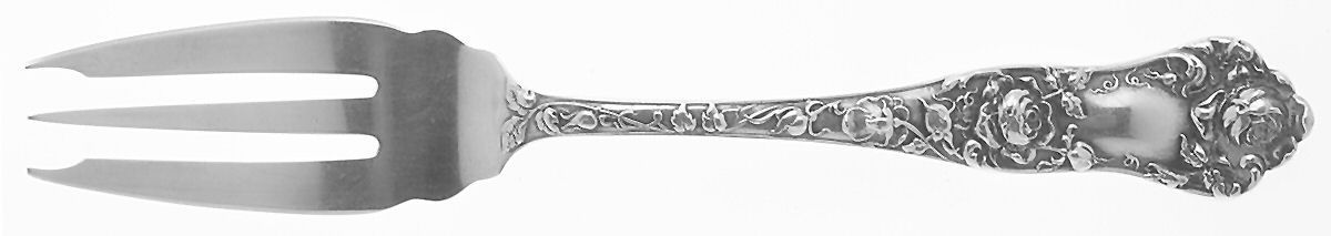 American Beauty (Sterling, 1896, Monograms) Individual Solid Fish Fork by George W Shiebler-1