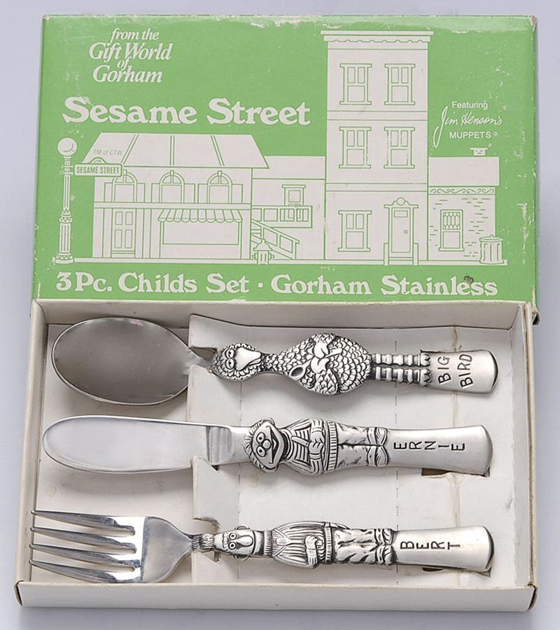 Muppets (Stainless) 3-Pc Youth Set (Solid Knife, Fork & Spoon) w/Case by Gorham Silver-1